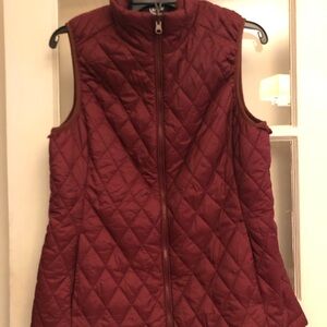 Lands' End Maroon Quilted Vest small